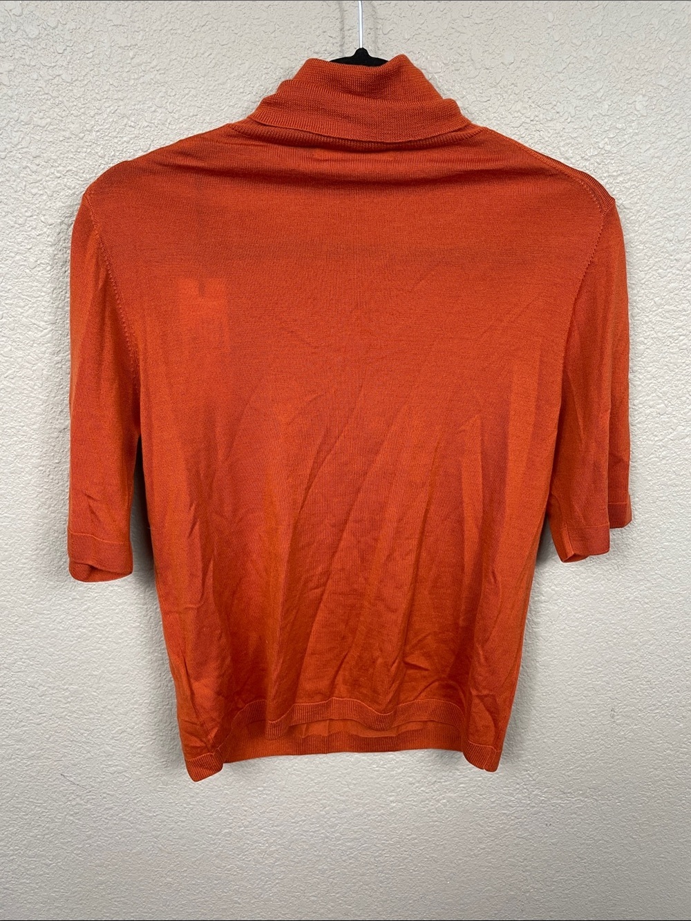 NWT Statement Virgin Wool Short Sleeve Turtleneck Sweater Burnt Orange Sz L - Picture 4 of 10